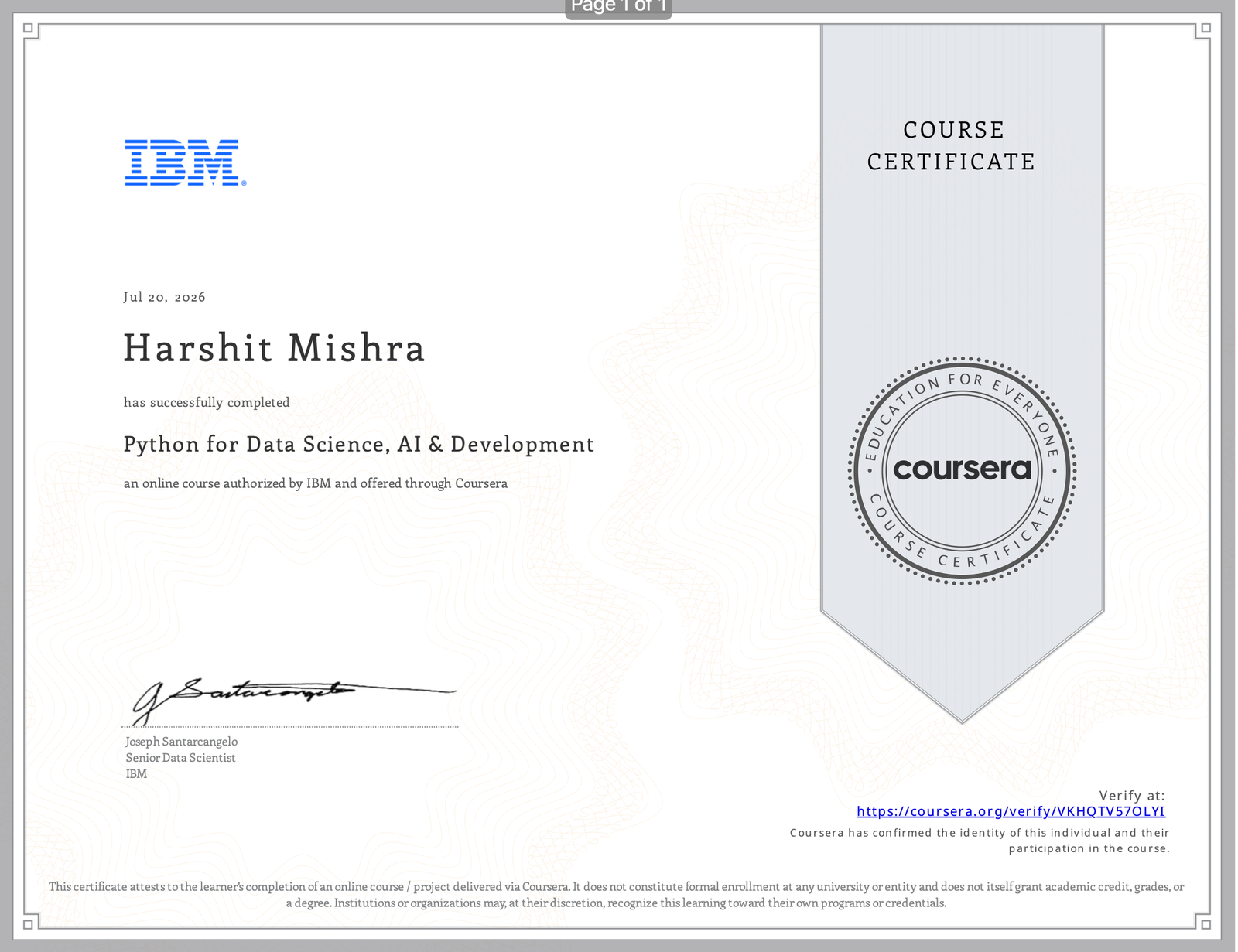 Python for Data Science, AI & Development