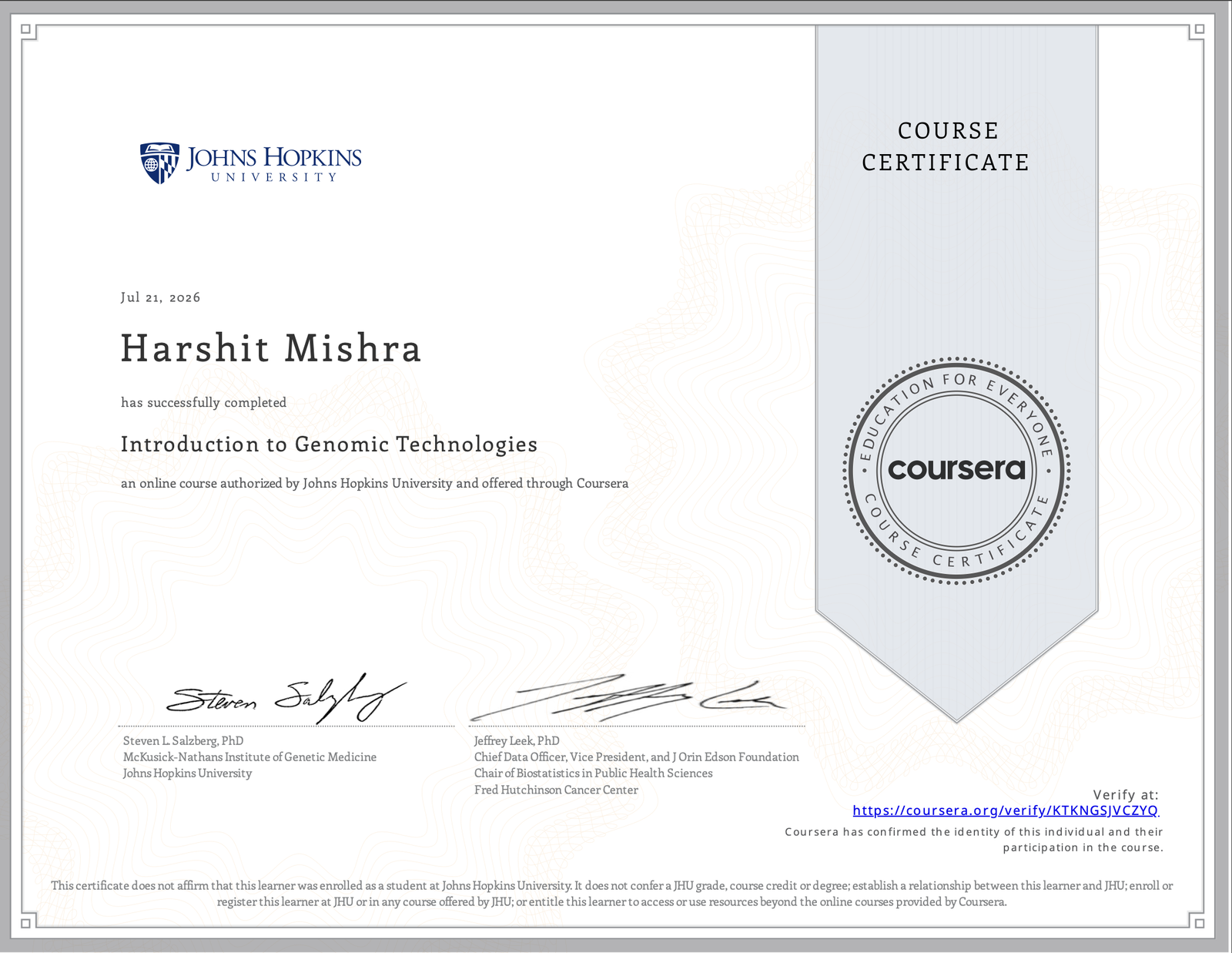 Introduction to Genomic Technologies