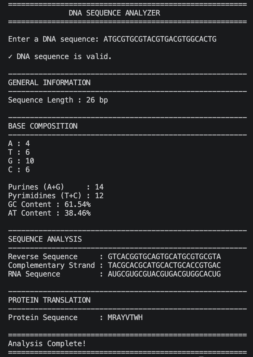 DNA Sequence Analyzer