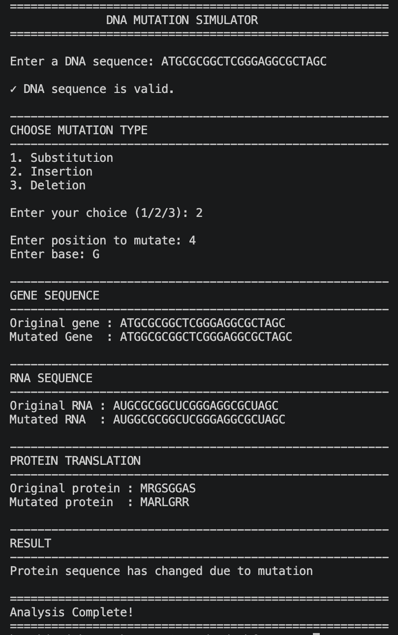 DNA Mutation Simulator